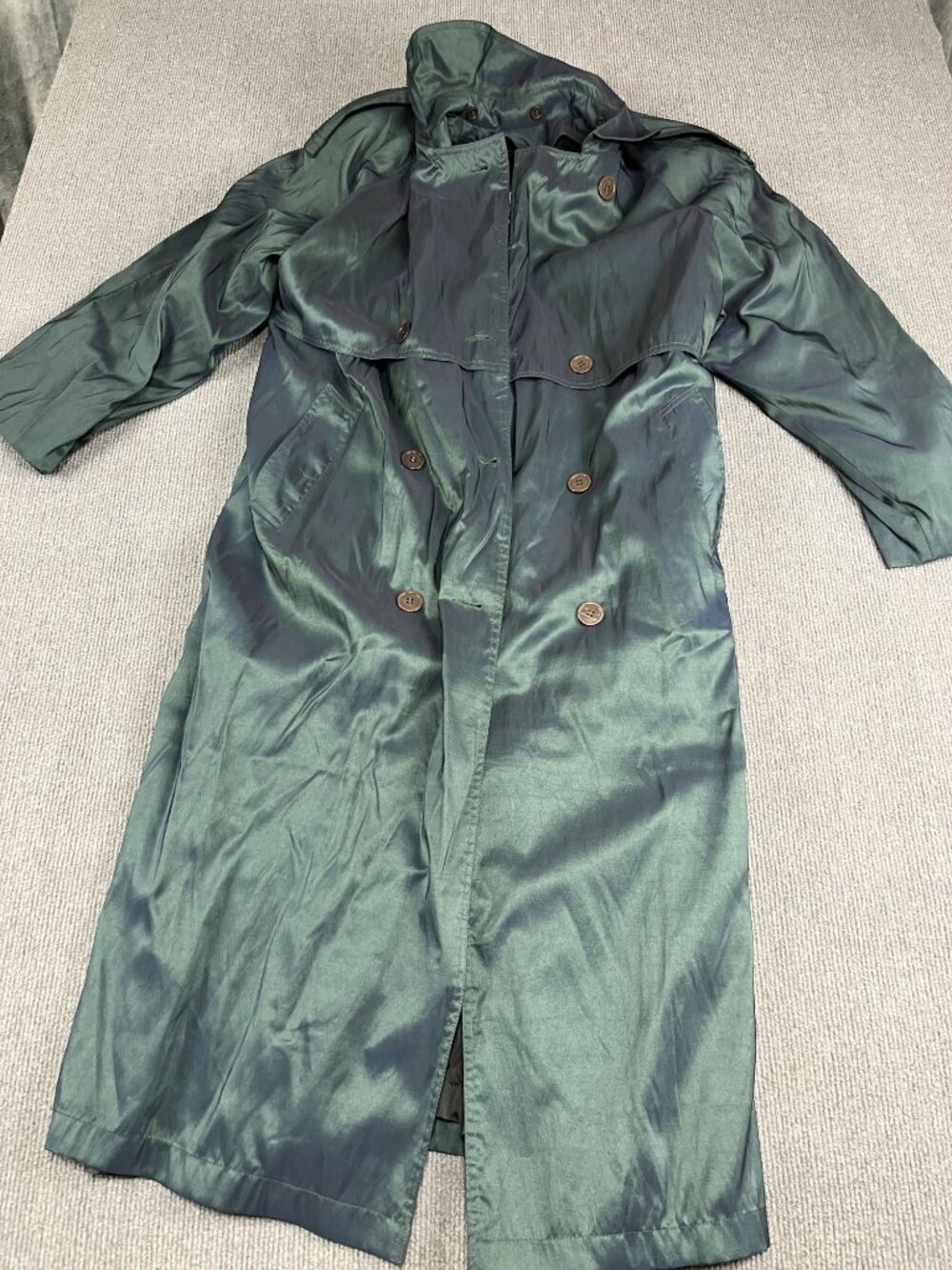 Worthington Womens Green Double-Breasted Trench Coat 12